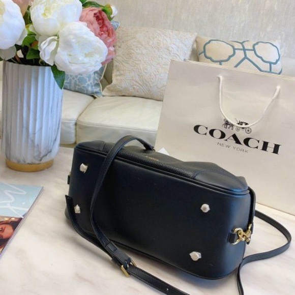 Coach Lane Satchel Crossbody Bag in Black Pebble Leather - Picture 3 of 10